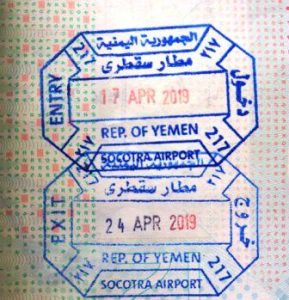 type of passport stamp in Socotra airport
